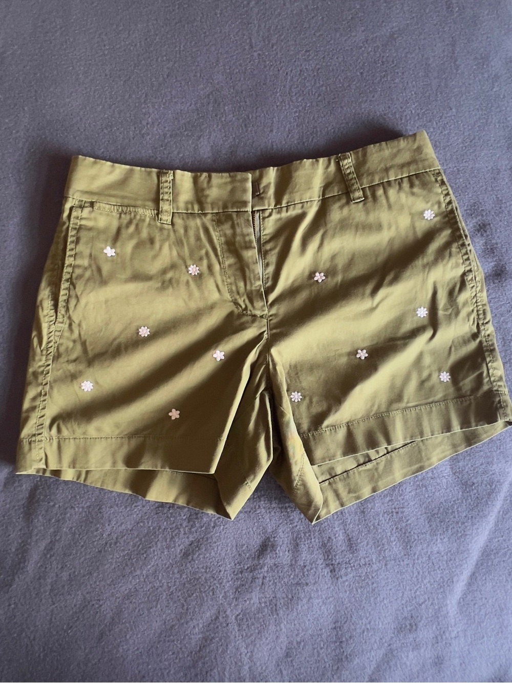 J. Crew Olive Green Daisy Embroidered Shorts